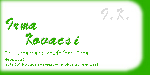 irma kovacsi business card